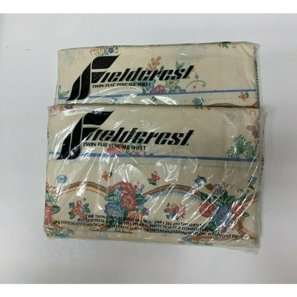 Fieldcrest In Collectible Sheets for sale | eBay Sealed! Lot of 2 Vintage Fieldcrest Twin Flat Percale Sheets Polonaise 66x96